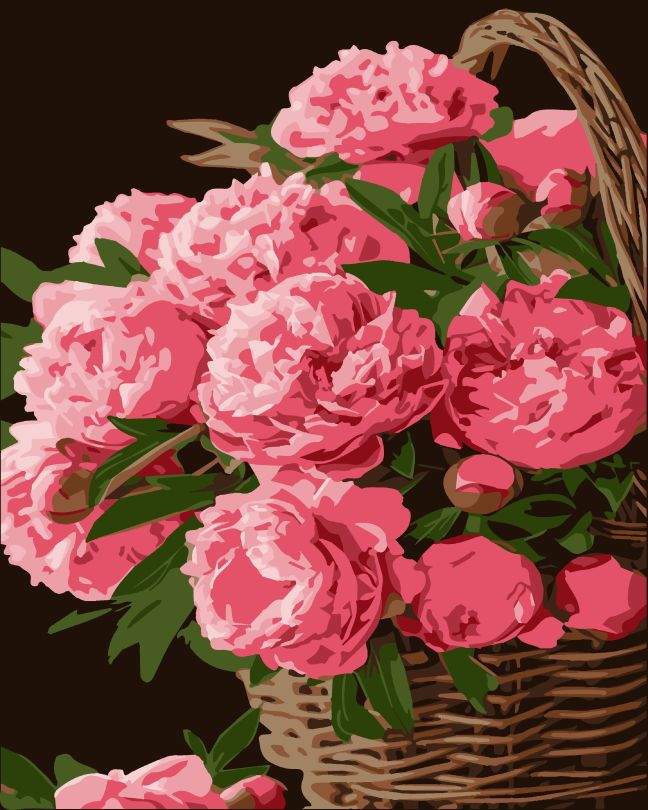 Живопись по номерам Корзина пионов (ART-B-1971) 40 х 50 см